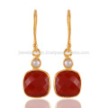 Red Onyx & Pearl 18K Yellow Gold Vermeil 925 Sterling Silver Wedding Jewelry